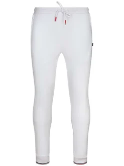 Pantalon Jogging blanc en coton uni avec une coupe slim et des poches latérales
