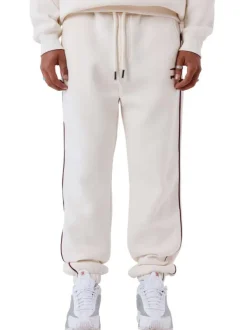 Pantalon jogging blanc uni avec un cordon de serrage à la taille