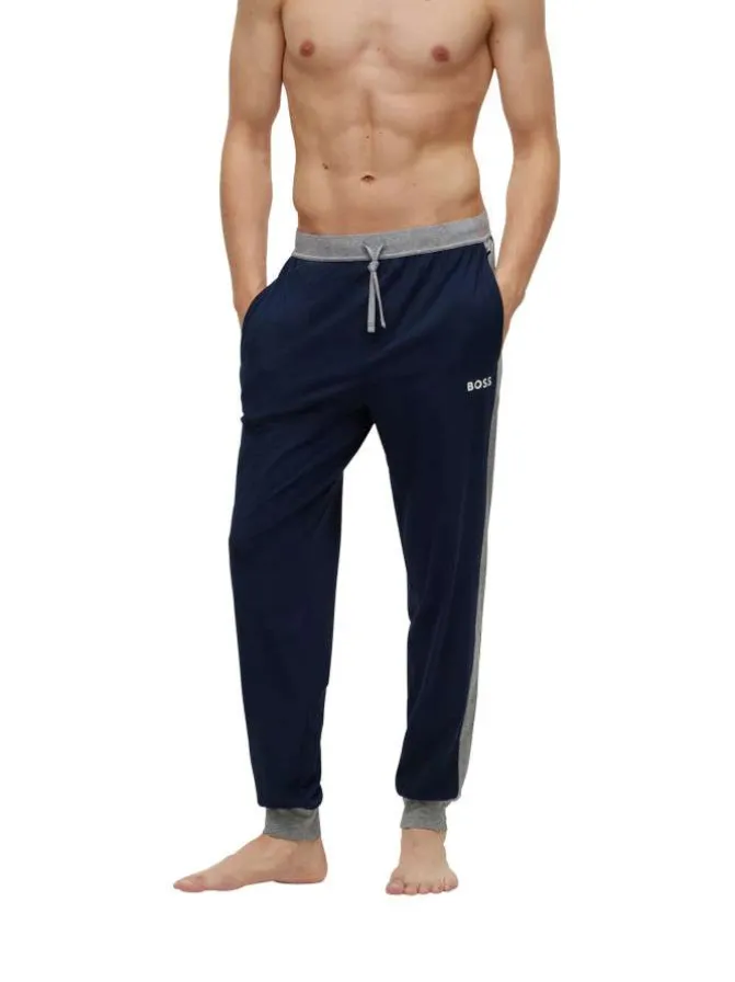 Pantalon jogging bleu nuit avec une coupe slim et une taille élastiquée