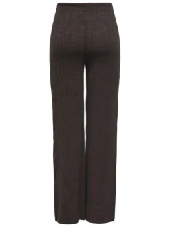 Pantalon jogging brun uni avec une coupe droite et une taille élastiquée