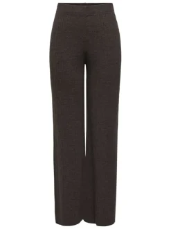 Pantalon jogging brun uni avec une coupe droite et une taille élastiquée