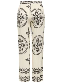 Pantalon jogging écru à motifs pourvu d'une taille intermédiaire