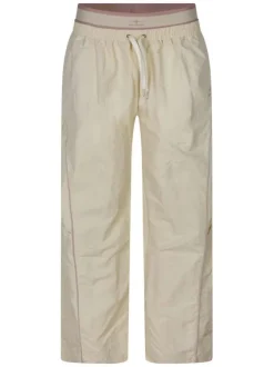 Pantalon jogging écru uni avec une coupe bootcut et une taille élastiquée