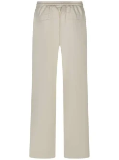 Pantalon Jogging écru uni coupe droite et broderie sur la cuisse