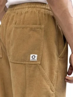 Pantalon jogging en coton camel uni en velours avec une coupe ample