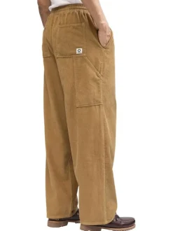 Pantalon jogging en coton camel uni en velours avec une coupe ample