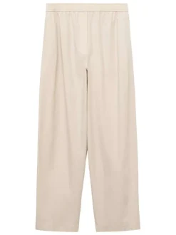 Pantalon jogging en coton écru uni avec une coupe droite et deux poches