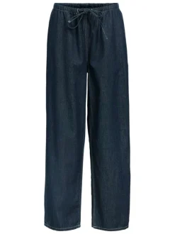 Pantalon jogging en coton indigo uni pourvu d'une coupe bootcut