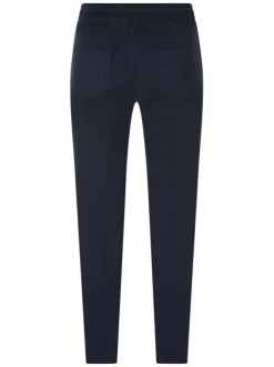 Pantalon jogging en coton marine uni pourvu d'une taille élastiquée