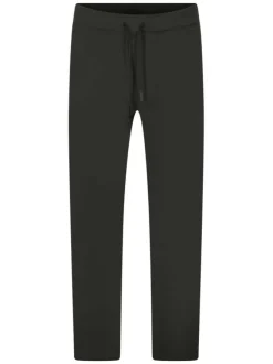Pantalon jogging en coton mélangé kaki uni avec une coupe regular fit