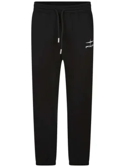 Pantalon Jogging en coton noir uni coupe ajustée avec un logo brodé