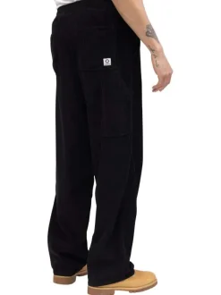 Pantalon jogging en coton noir uni en velours avec une coupe ample
