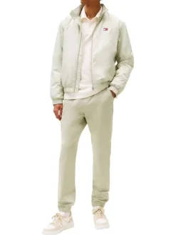 Pantalon jogging en coton tilleul uni avec une coupe slim et un lien