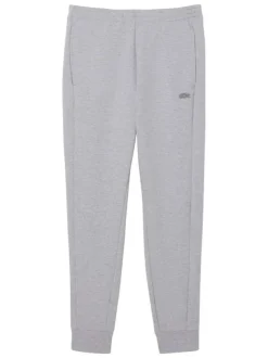 Pantalon jogging gris clair uni coupe slim avec logo de la marque brodé
