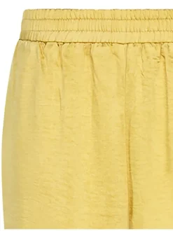 Pantalon jogging jaune uni en satin épais coupe large