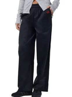 Pantalon jogging Jess Wide Leg Satin Pant Jrs noir rayé à coupe droite