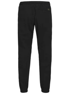 Pantalon Jogging Jpstkane Troy Cuffed en coton noir uni à coupe droite