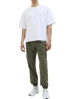 Pantalon Jogging Jpstkane Troy Cuffed Jogger Sn en coton kaki uni à coupe droite