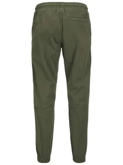 Pantalon Jogging Jpstkane Troy Cuffed Jogger Sn en coton kaki uni à coupe droite