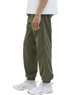 Pantalon Jogging Jpstkane Troy Cuffed Jogger Sn en coton kaki uni à coupe droite