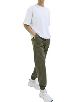 Pantalon Jogging Jpstkane Troy Cuffed Jogger Sn en coton kaki uni à coupe droite