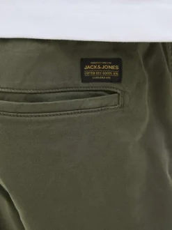 Pantalon Jogging Jpstkane Troy Cuffed Jogger Sn en coton kaki uni à coupe droite