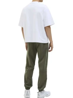 Pantalon Jogging Jpstkane Troy Cuffed Jogger Sn en coton kaki uni à coupe droite