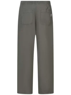 Pantalon jogging kaki uni avec une coupe droite et une taille élastiquée
