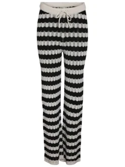 Pantalon jogging Laika Nw Flared Knit Pants Fwd en coton noir et blanc bootcut