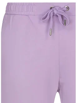 Pantalon jogging lilas en coton uni coupe droite
