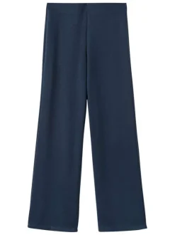 Pantalon jogging marine uni avec une coupe droite et une taille élastiquée