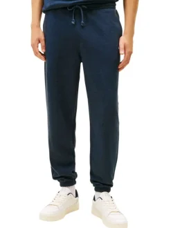 Pantalon Jogging marine uni avec une coupe droite et une taille élastiquée