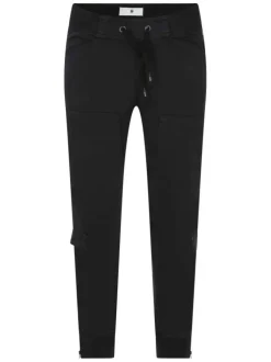 Pantalon jogging noir uni avec une coupe droite et comportant plusieurs poches