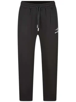 Pantalon jogging noir uni avec une coupe droite et une taille élastiquée