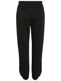 Pantalon jogging noir uni à coupe droite avec cordon de serrage léopard