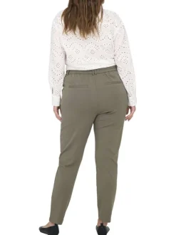 Pantalon jogging olive uni pourvu d'une coupe slim et d'une taille intermédiaire