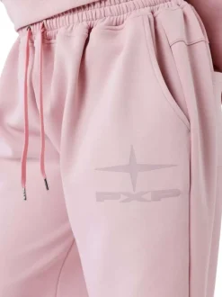 Pantalon Jogging rose uni avec une coupe droite et un logo imprimé