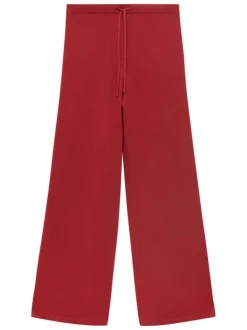 Pantalon jogging rouge uni avec un cordon de serrage et une coupe droite