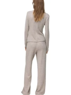 Pantalon jogging taupe uni avec une coupe droite et une taille élastiquée