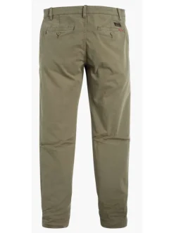 Pantalon kaki pour homme en coton coupe droite uni