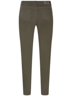 Pantalon kaki uni avec une coupe slim et des passants pour la ceinture