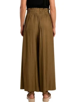 Pantalon kaki uni pourvu d'une coupe extra large et d'une taille élastiquée