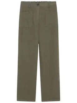 Pantalon kaki uni pourvu d'une taille élastiquée à l'arrière
