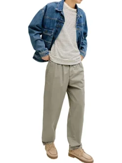 Pantalon Karl Lawrence en coton kaki pourvu d'une taille élastiquée