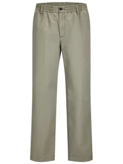 Pantalon Karl Lawrence en coton kaki pourvu d'une taille élastiquée