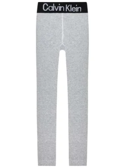 Pantalon Legging gris uni avec une coupe skinny et ceinture noire
