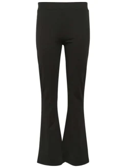 Pantalon legging noir uni avec une coupe flare et une taille élastiquée