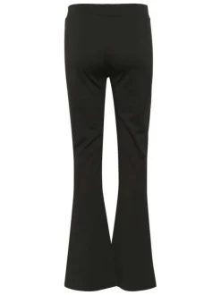 Pantalon legging noir uni avec une coupe flare et une taille élastiquée