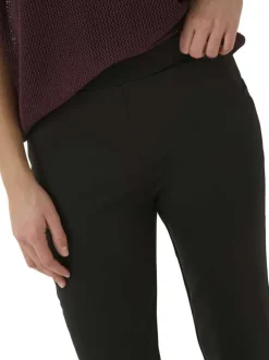 Pantalon legging noir uni avec une coupe flare et une taille élastiquée