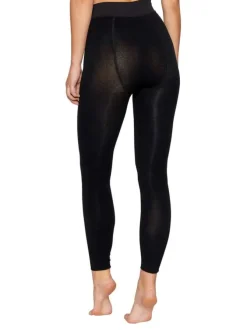 Pantalon Legging noir uni avec une coupe skinny et ceinture élastiquée